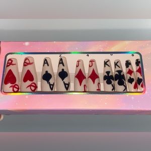 Handmade press on nails. 20 pc. Long coffin shape